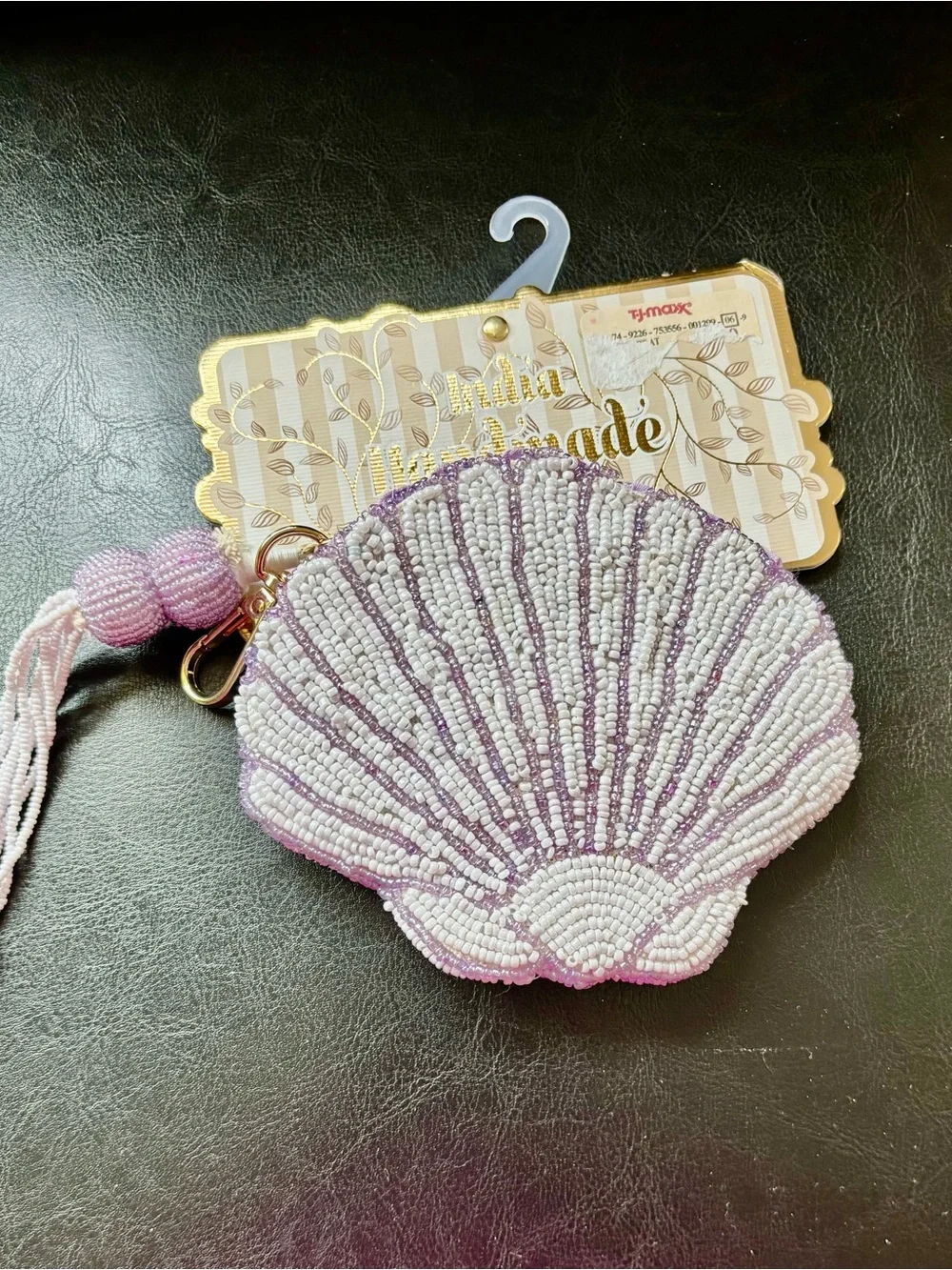Beaded Shell Wristlet Coin Purse - Lilac Pink